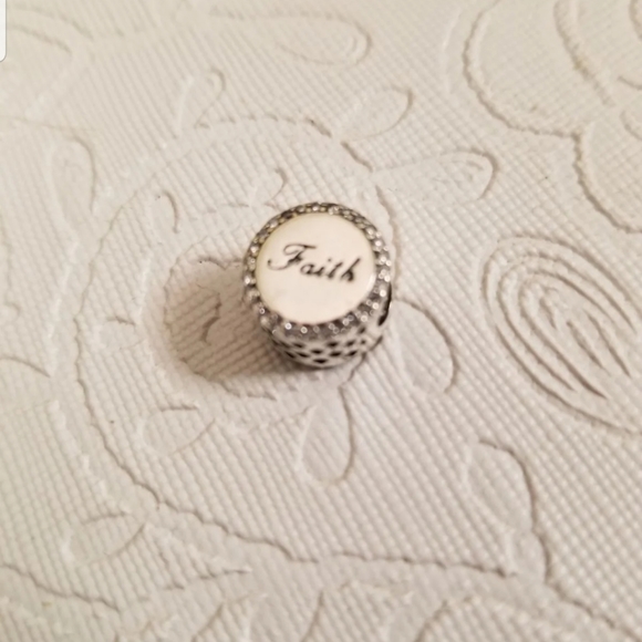 Sliver CZ double sided cross /faith charm - Picture 1 of 6